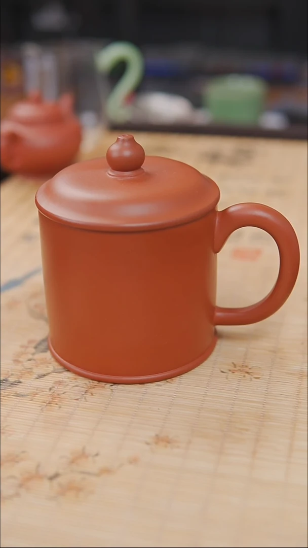 茶壶紫砂朱泥   手工  盖杯