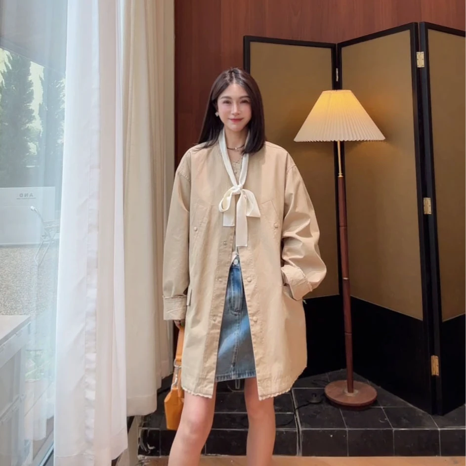 LYXZ x 大小与【西西里】春季新款潮流圆领时尚休闲花边外套77067