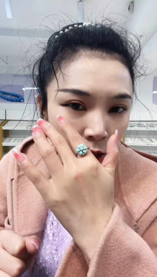 银S925镶嵌绿松石戒指发货一件