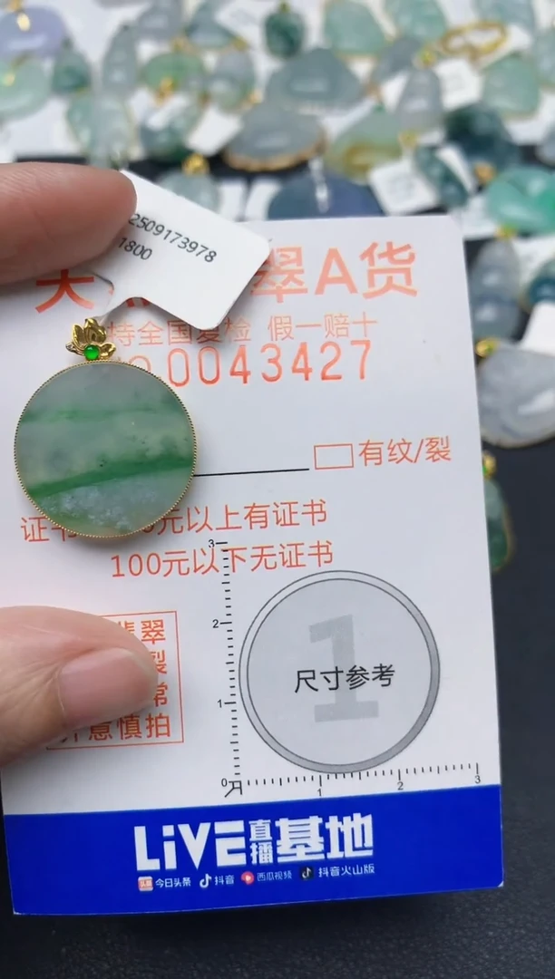 颈饰18K金镶嵌翡翠天然缅甸A货翡翠