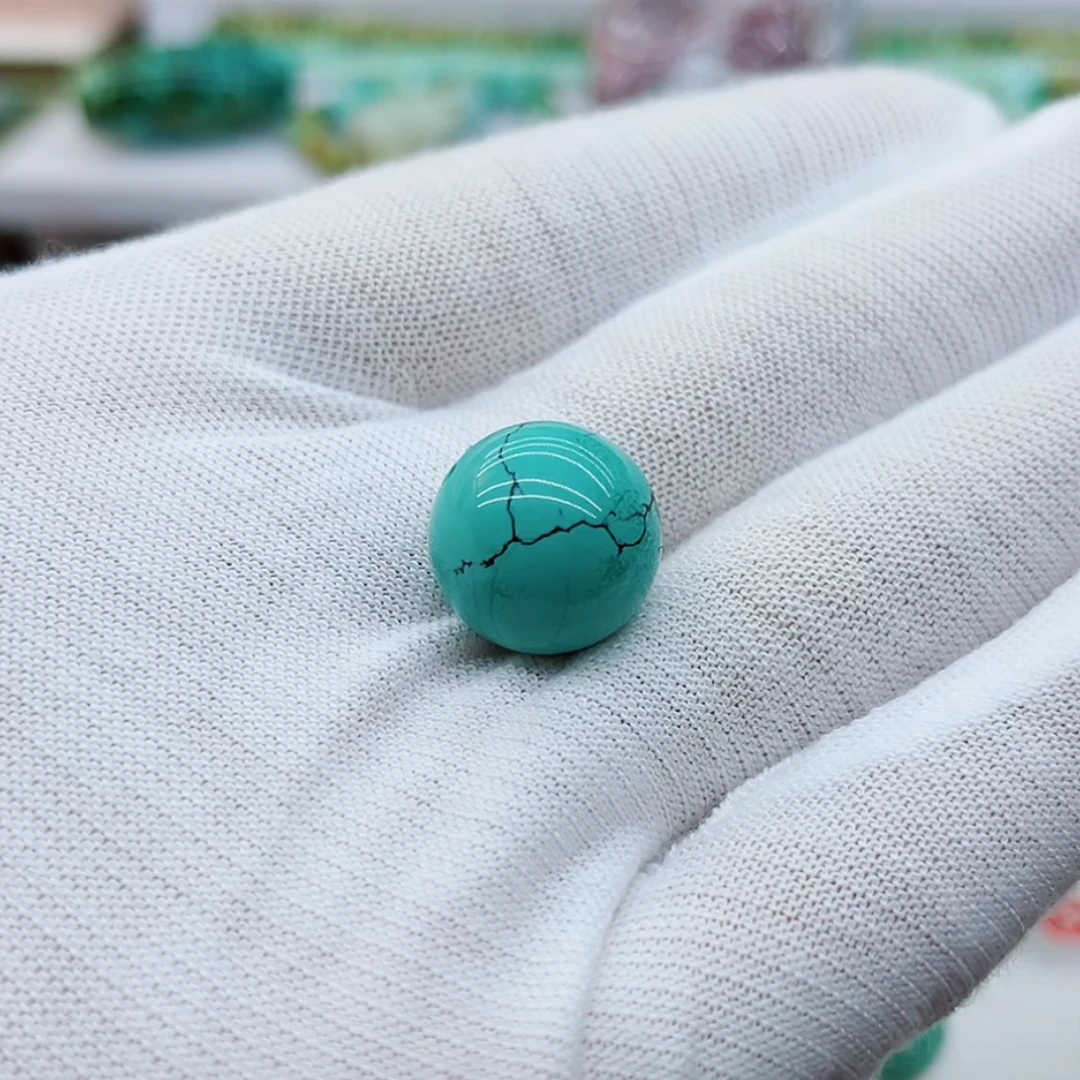 原矿高瓷玉化绿松石圆珠配饰