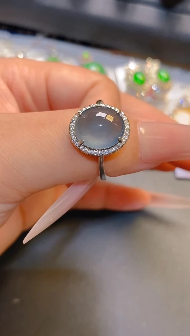 翡翠银S925镶嵌耳饰天然