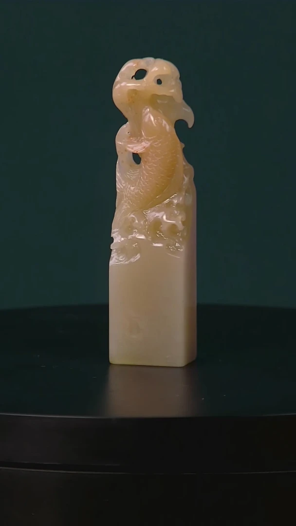 老挝石桃花冻锦鲤章1.2*1.8*7.0