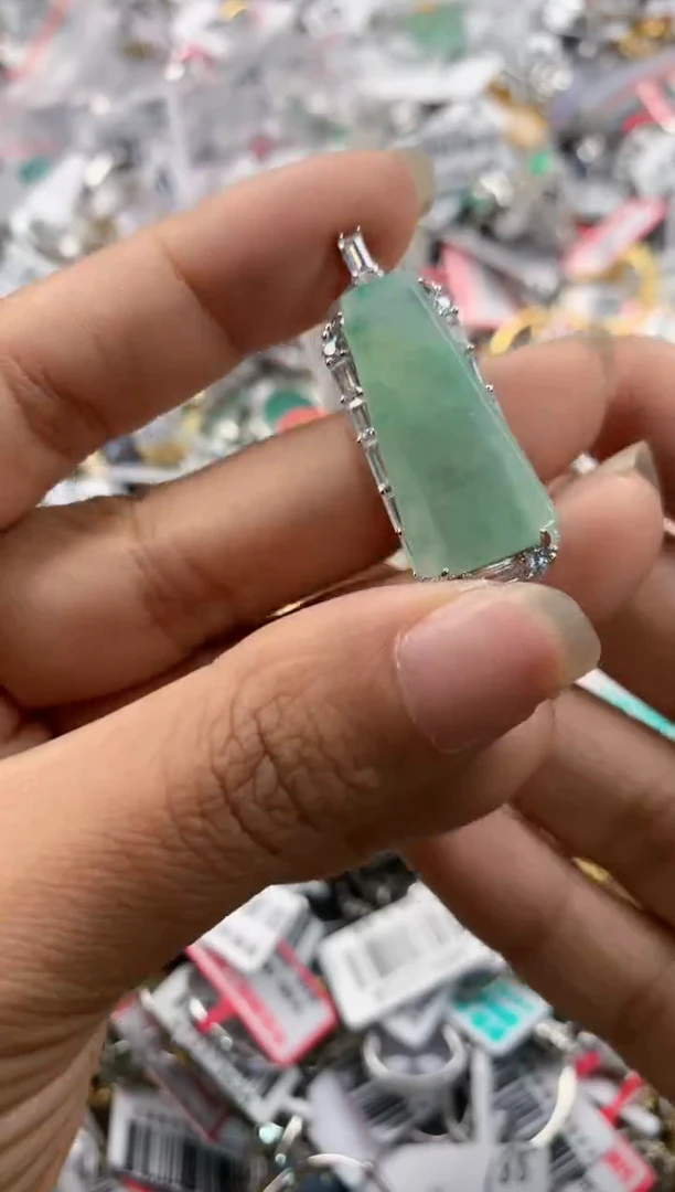 银S925镶嵌戒指翡翠777   5