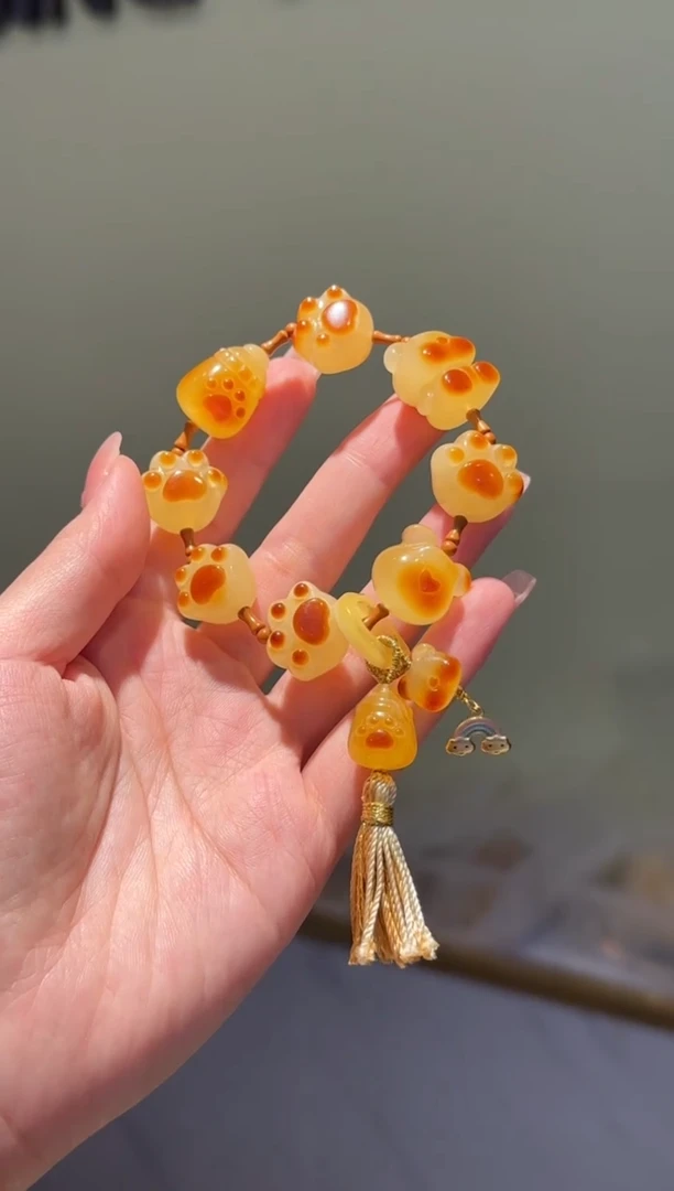 琥珀未镶嵌珠宝奇石东东原创抓钱手DIY手串