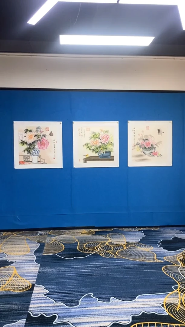 【闪购商品】国画张巨富  牡丹封笔斗方有一套三张