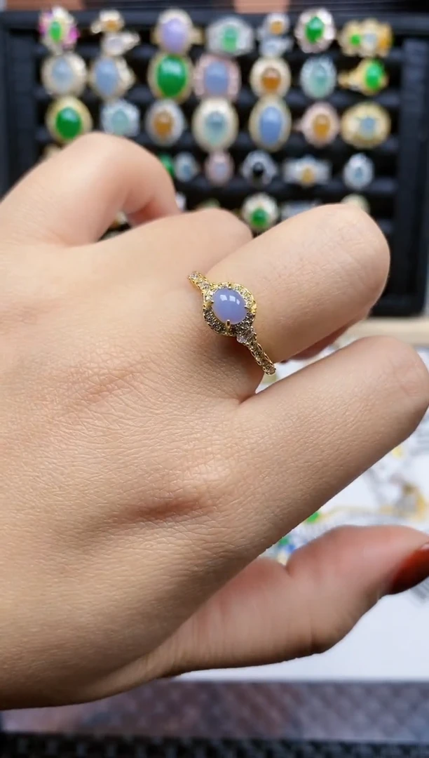 银S925镶嵌戒指翡翠395