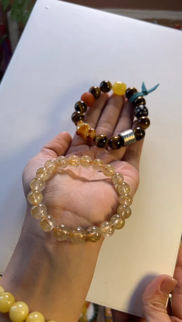 【闪购商品】石膏制品虎眼小熊设计/金发单圈手串