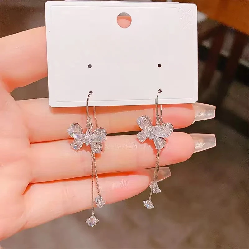 铜合金耳饰 日韩女甜美耳饰耳环素款银色小众两戴超仙精致5831