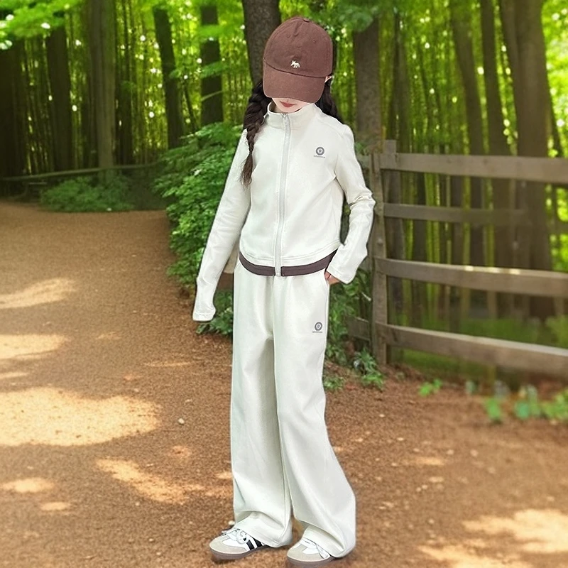 女童休闲套装2025秋季新款大童女孩时髦洋气气质运动装修身两件