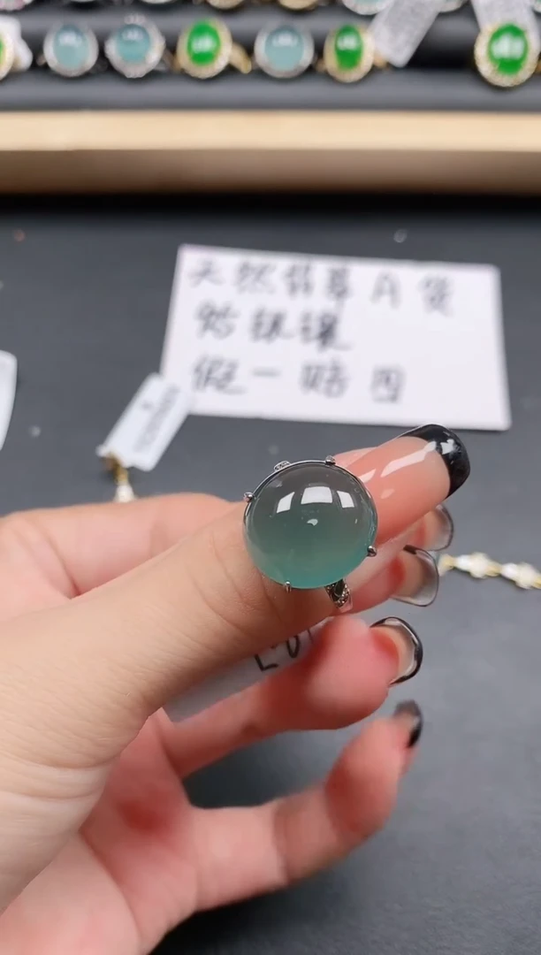 翡翠戒指银S925镶嵌1111