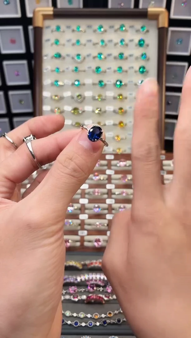 戒指蓝宝石银S925镶嵌1888