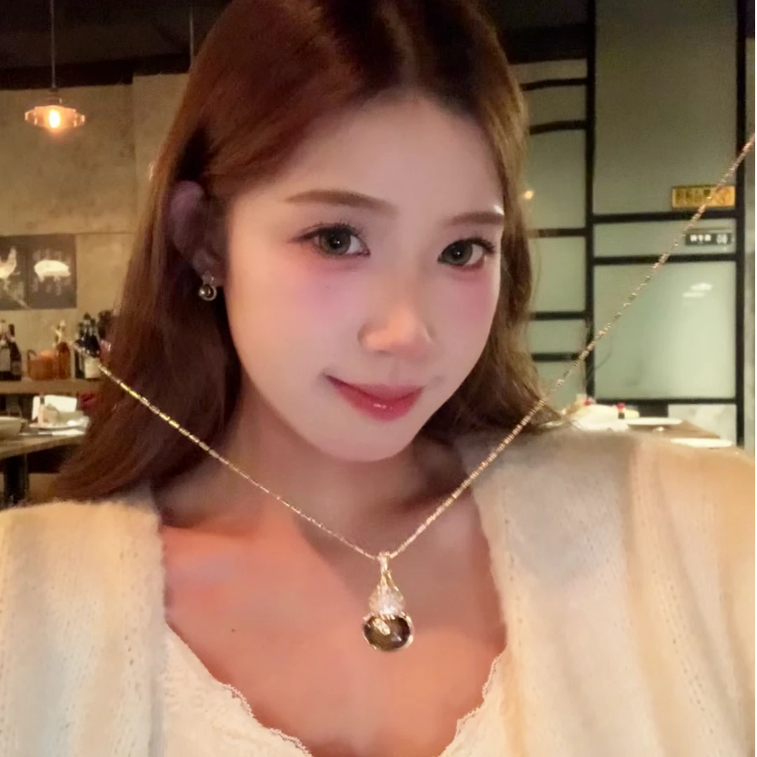 铜合金项链 秋冬气质闪锆葫芦金色项链轻奢高级感复古毛衣链百搭