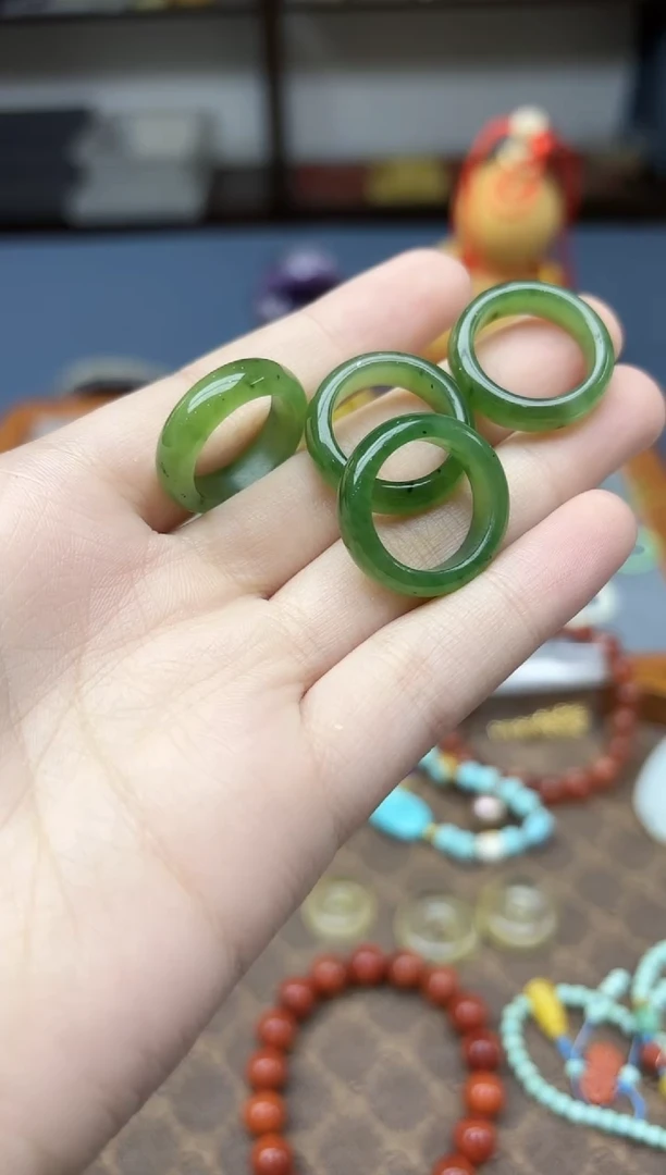 未镶嵌戒指和田玉碧玉指环16#ZD多样性发其一