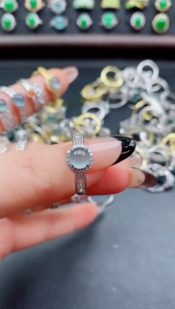 银S925镶嵌戒指翡翠1