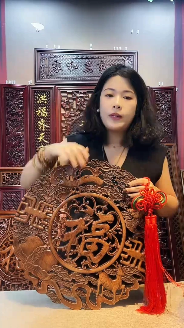 香樟木木雕款48公分福禄寿喜单个