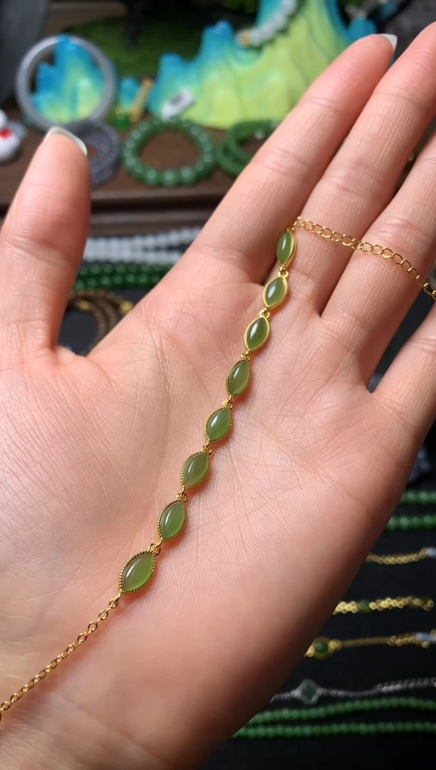 【闪购商品】和田玉手链银S925镶嵌手链