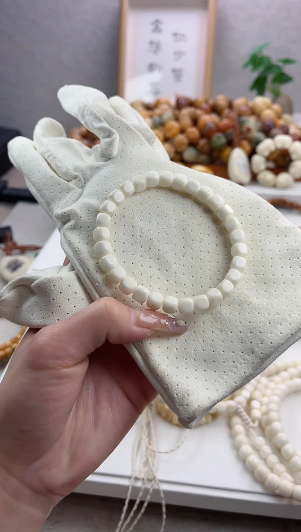 【闪购商品】菩提根/象牙果手串白玉菩提瓷白方糖6*8mm手串