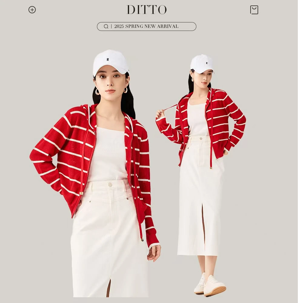 春秋款红色针织开衫