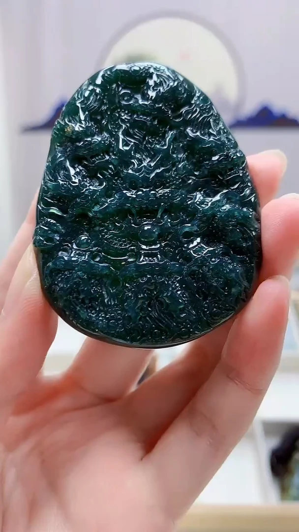 未镶嵌定制翡翠4917zm-毛货挂件57九龙