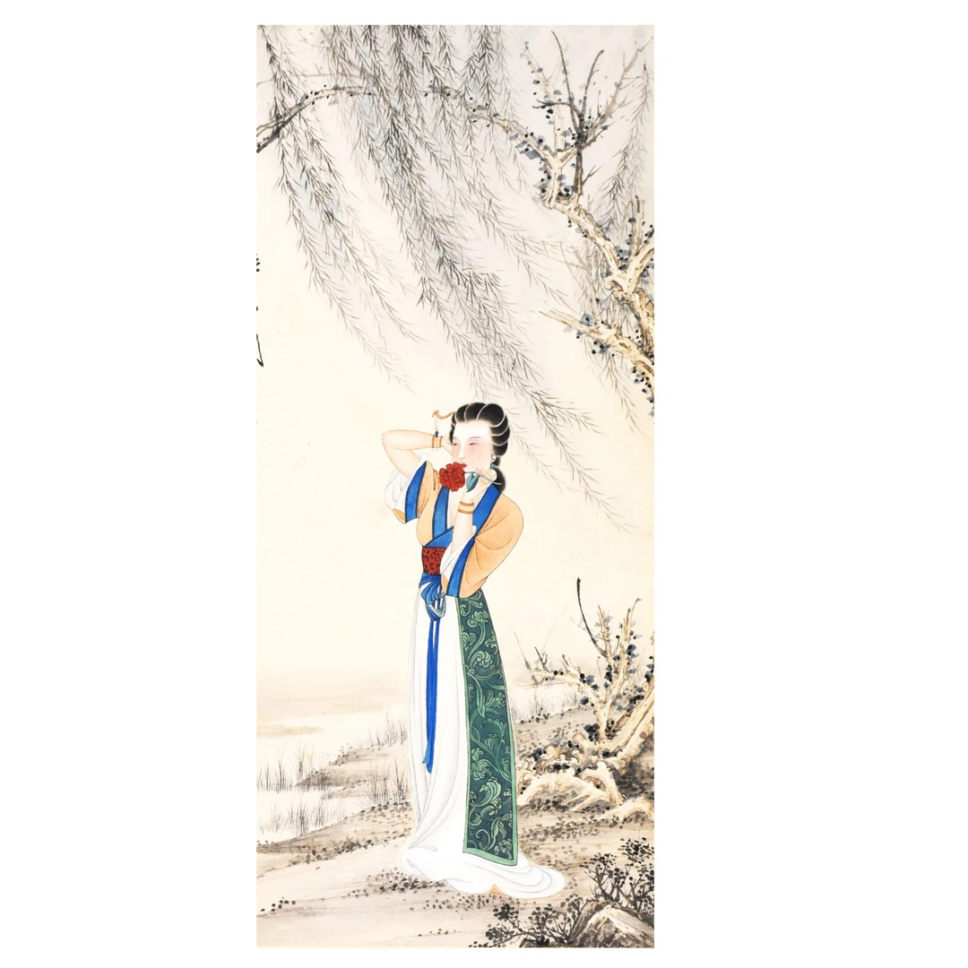 HM9230 张老 簪花图 69×34cm 纸本立轴