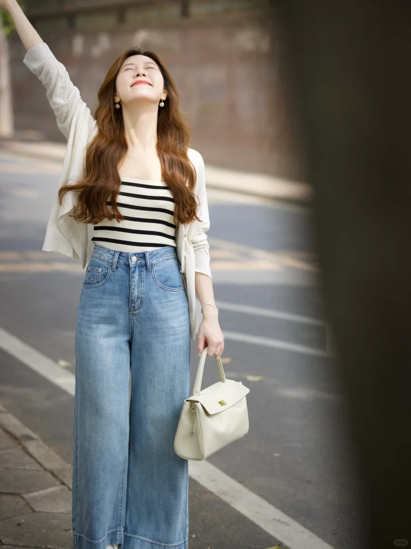 2025春夏新款韩系穿搭慵懒风背心开衫叠穿搭配牛仔裤显瘦三件套女