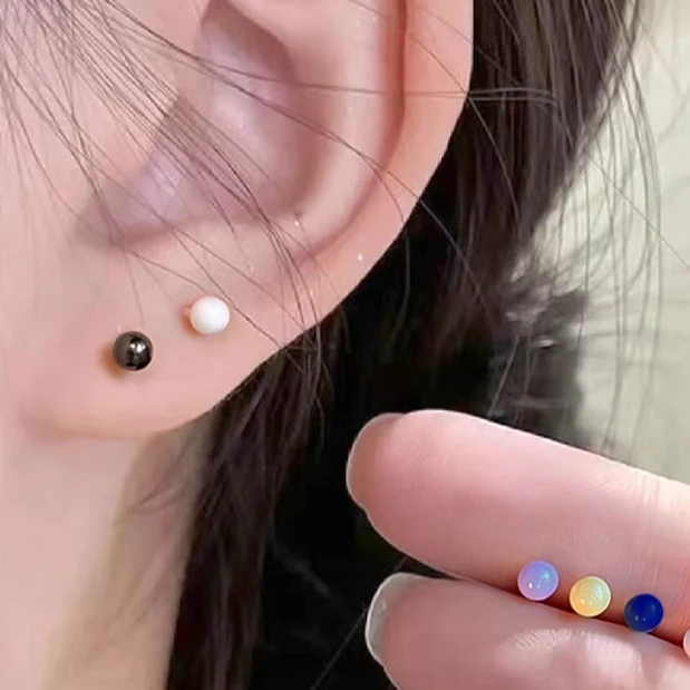 非金属硅胶耳饰 多巴胺ins风养耳洞陶瓷生物瓷耳钉百搭简约学生
