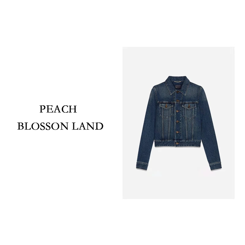F高端定制 女士复古深蓝色经典牛仔夹克外套GD66001