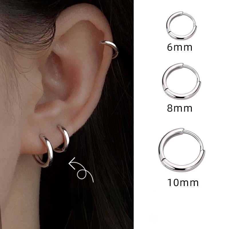 铜合金耳饰 养耳洞防过敏素圈简约个性ins耳钉简约光面耳圈耳骨钉
