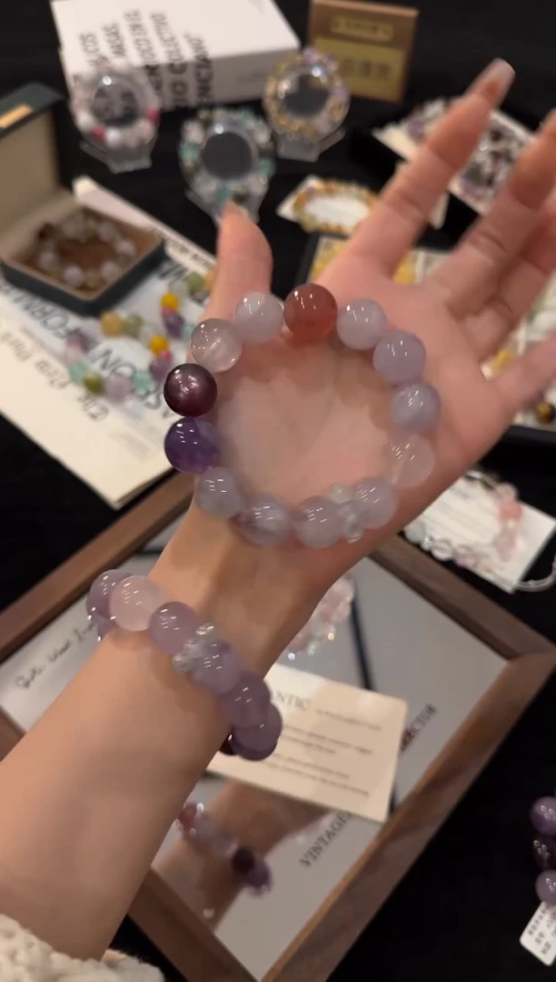 未镶嵌手链水晶紫兔毛多宝x3306