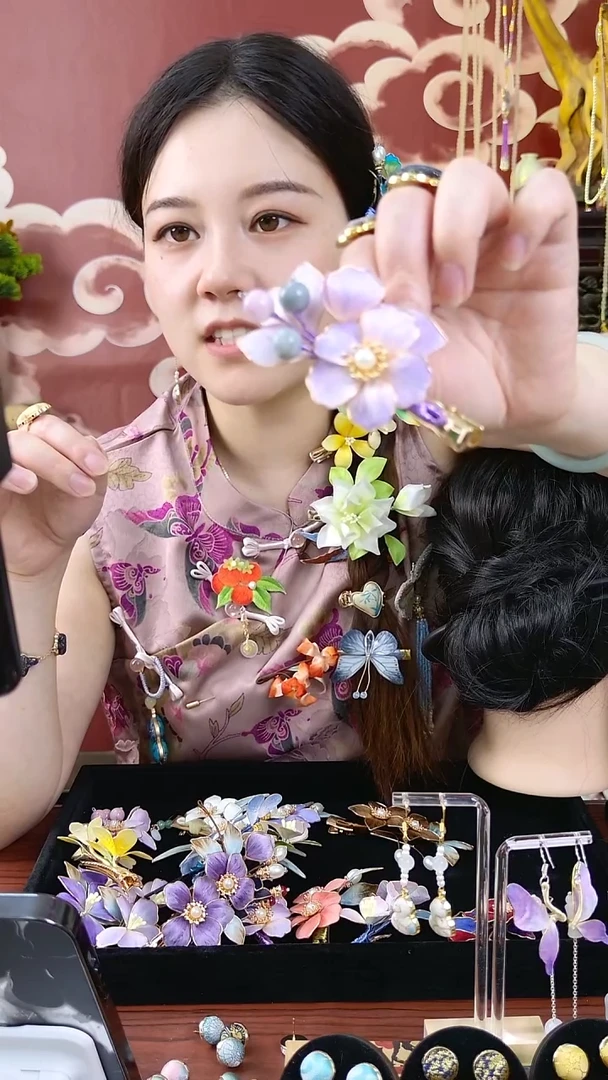 刺绣宋锦绒花002