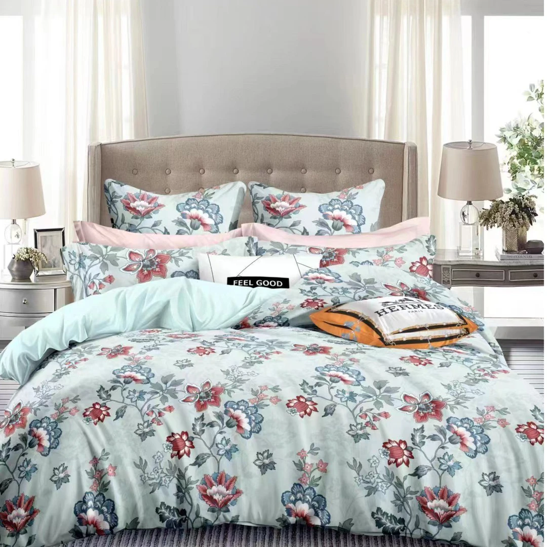 2024新款亲肤柔软纯棉斜纹绵精品四件套-月婉花庭