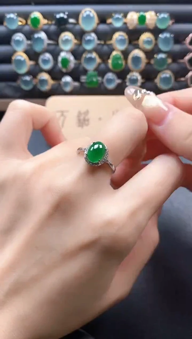 银S925镶嵌戒指翡翠51511