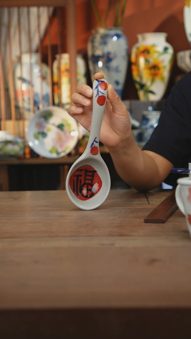 瓷片【简家甄选】景德镇设计师釉下手绘陶瓷餐具