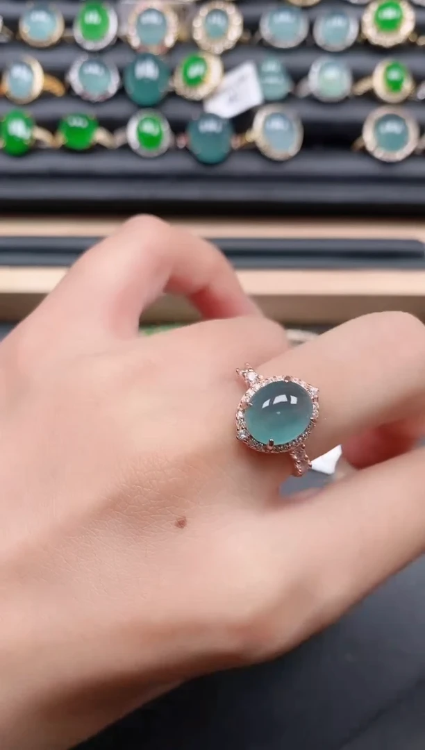 翡翠戒指银S925镶嵌111111