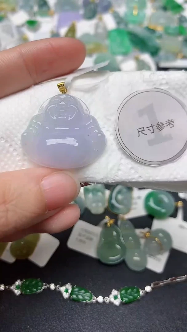 颈饰18K金镶嵌翡翠天然缅甸A货翡翠