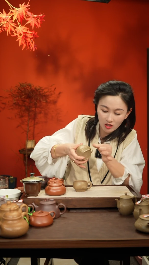 【闪购商品】紫砂茶壶宝山墨绿泥祥云杯一对