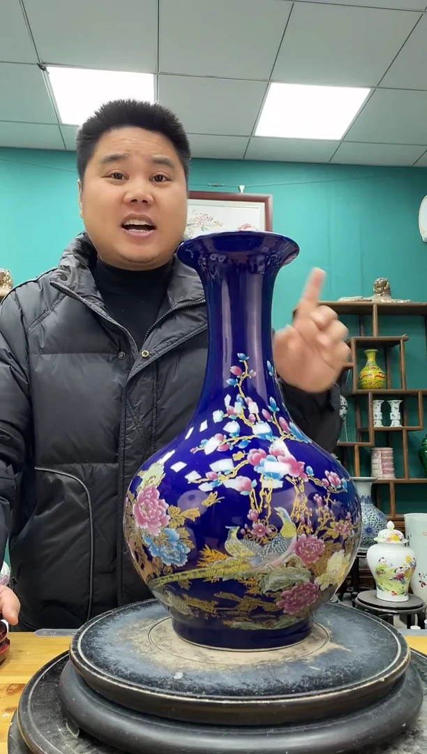 摆件祭蓝赏瓶陶瓷摆件