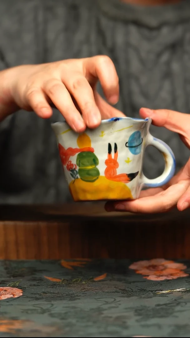 杯釉下彩手工手绘同款陶器