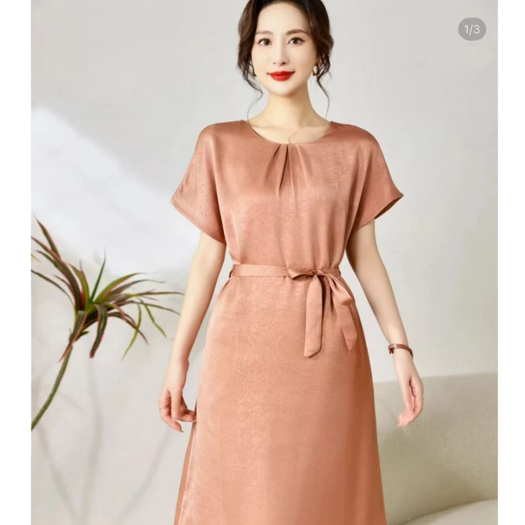 0884倾城高端领透气夏季妈妈装连衣裙