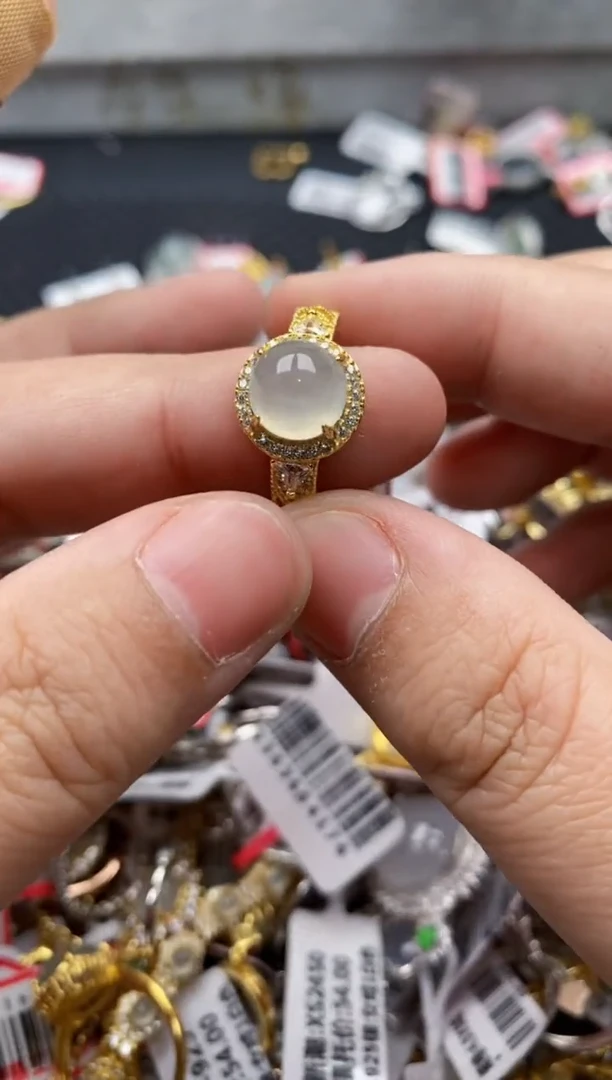 【闪购商品】翡翠戒指银S925镶嵌666666---8