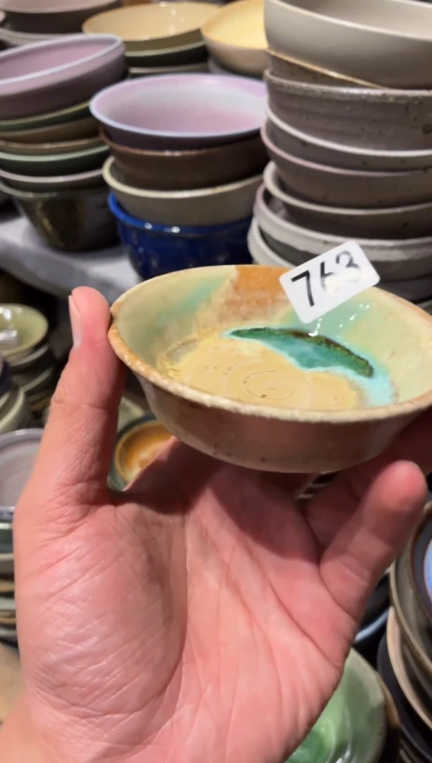 瓷片蔻**见763粗陶手工小料碟1个