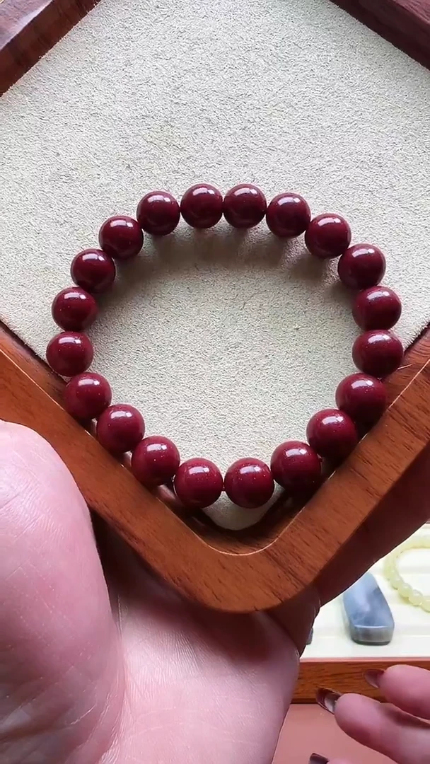 天然辰砂10mm左右紫金砂圆珠单圈