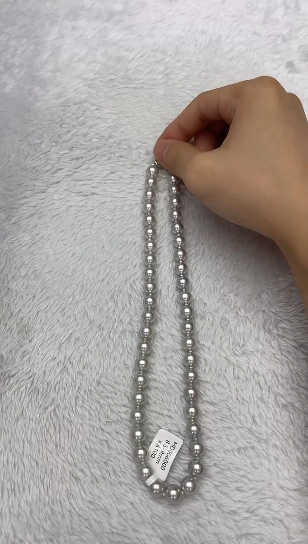 海水珍珠银S925镶嵌项链AK真多麻8.5-9mm