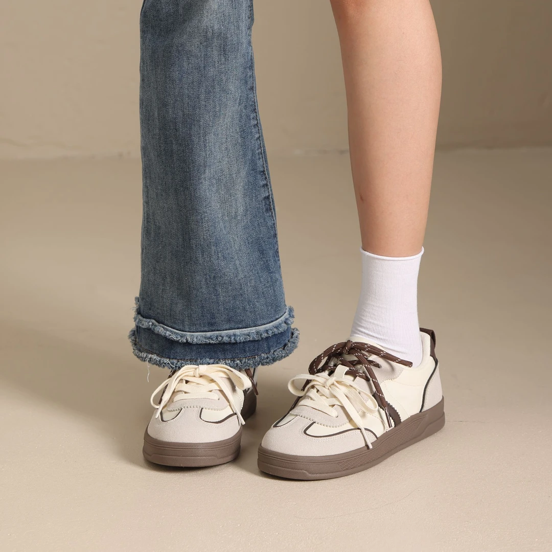 ZHR时尚舒适德训鞋女春秋新款小白鞋学生百搭厚底休闲板鞋KS218