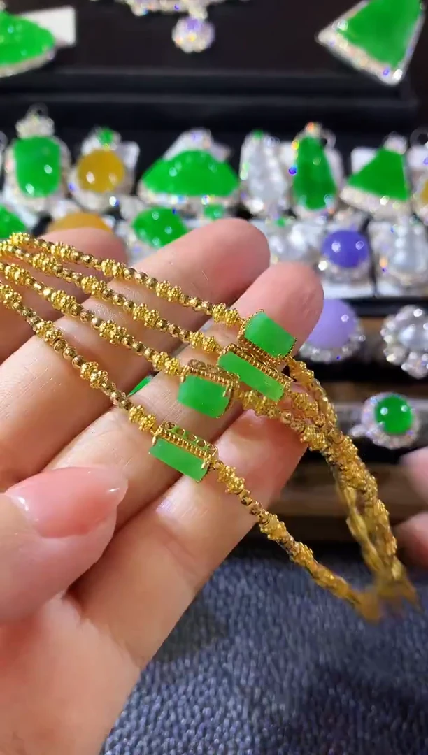 18K金镶嵌手链翡翠A13 多样性发货一件
