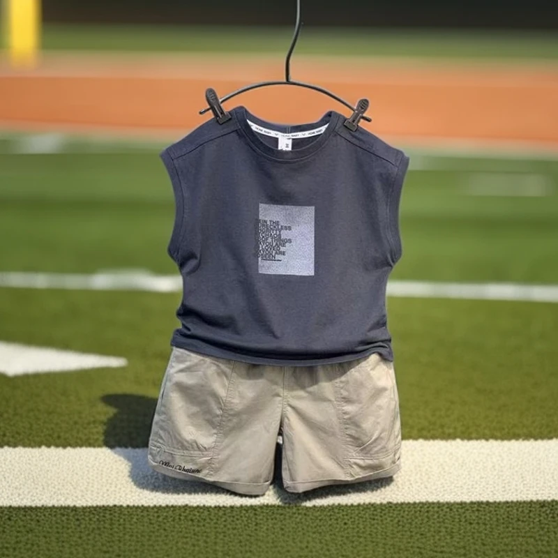 男童背心套装25新款洋气宝宝夏装潮牌无袖衣服儿童网红酷帅两件套