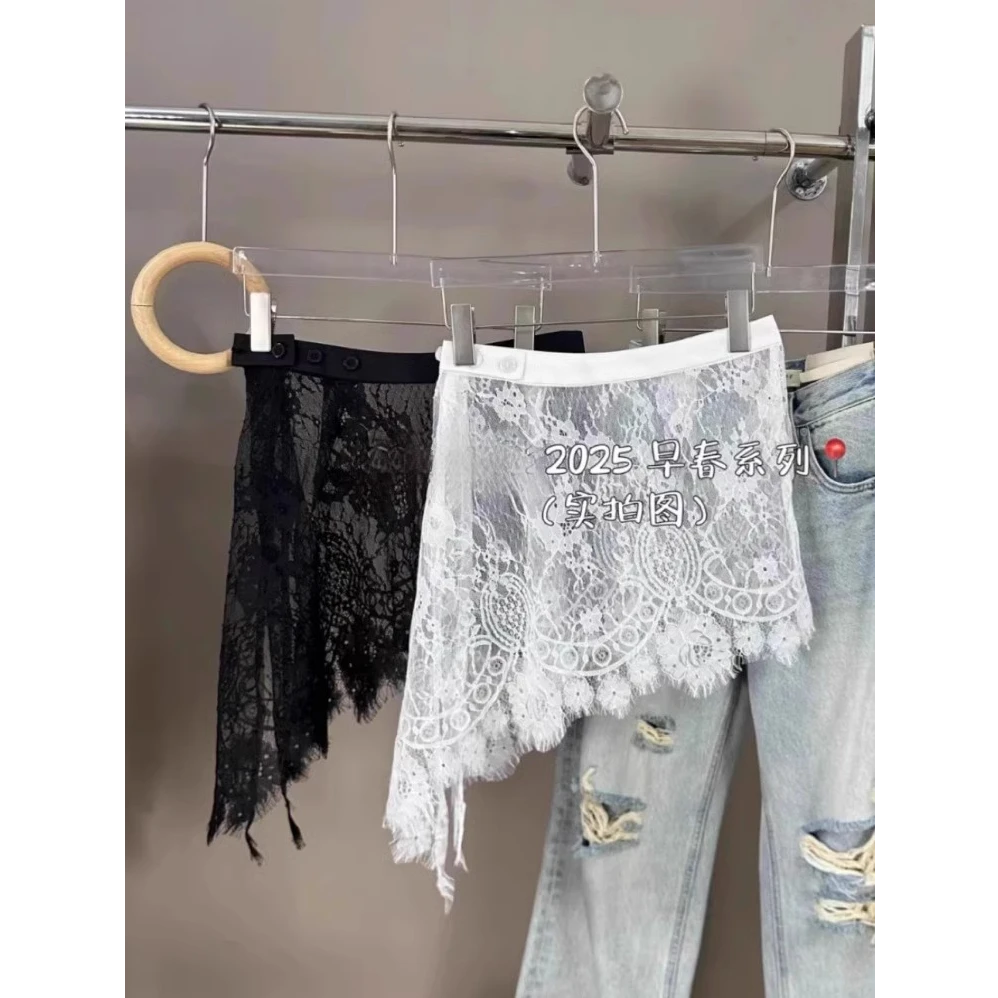 韩版时尚气质百搭不规则蕾丝屁帘半身裙女2025年新款洋气叠穿短裙