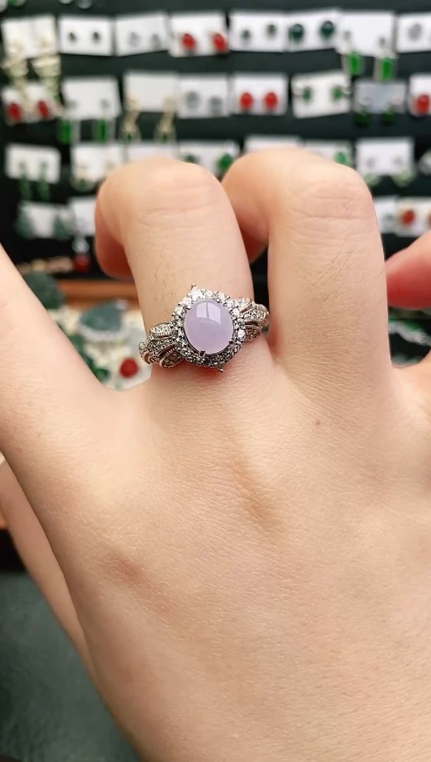 翡翠戒指银S925镶嵌戒指