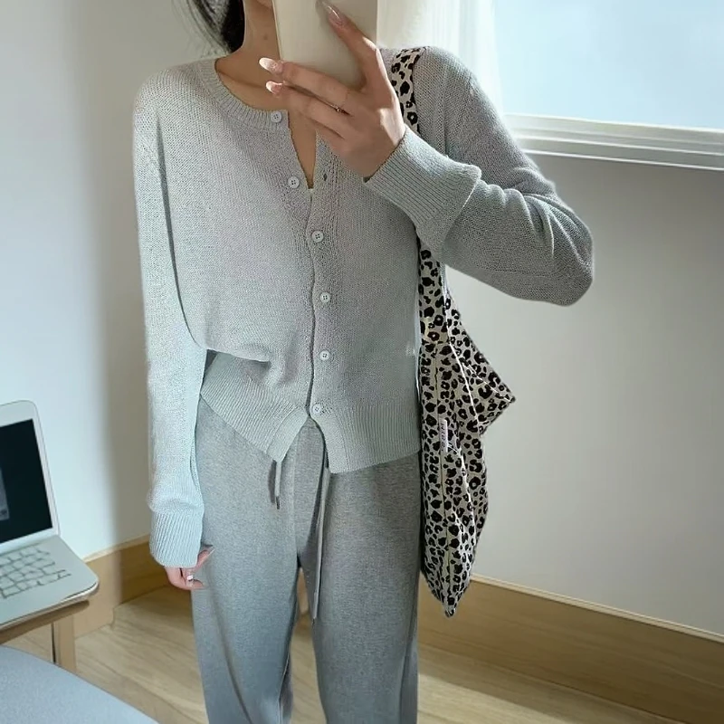 2025春季新款进口和纸纱针织开衫女上衣时尚洋气百搭款